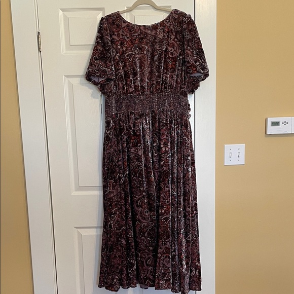 Anthropologie Burgundy Velvet Midi Dress - Picture 7 of 10